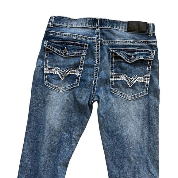 TRUE LUCK Straight Leg Stretch Mid Rise Casual Denim Jean 36 - Picture 4 of 9